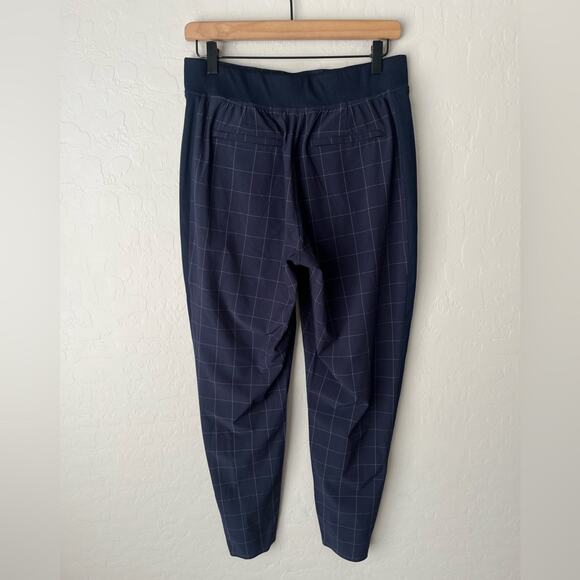 Athleta Plaid Brooklyn Ankle joggers navy blue 6 - Picture 7 of 12